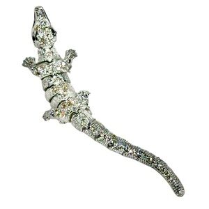 WIGGLES ALLIGATOR crocodile lizard reptile Sparkling crystal brooch, 2010